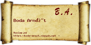Boda Arnót névjegykártya